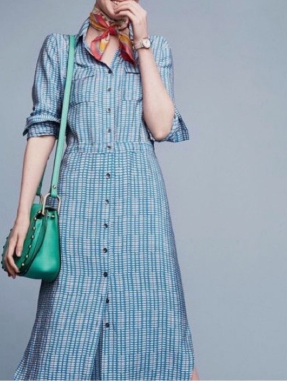 Anthropologie 💮 maeve midi button dress medium